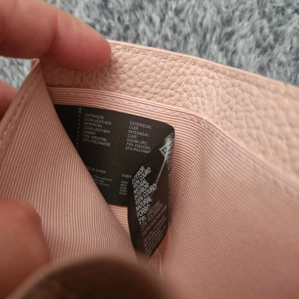 Lacoste mini wallet light pink leather compact tri-fold